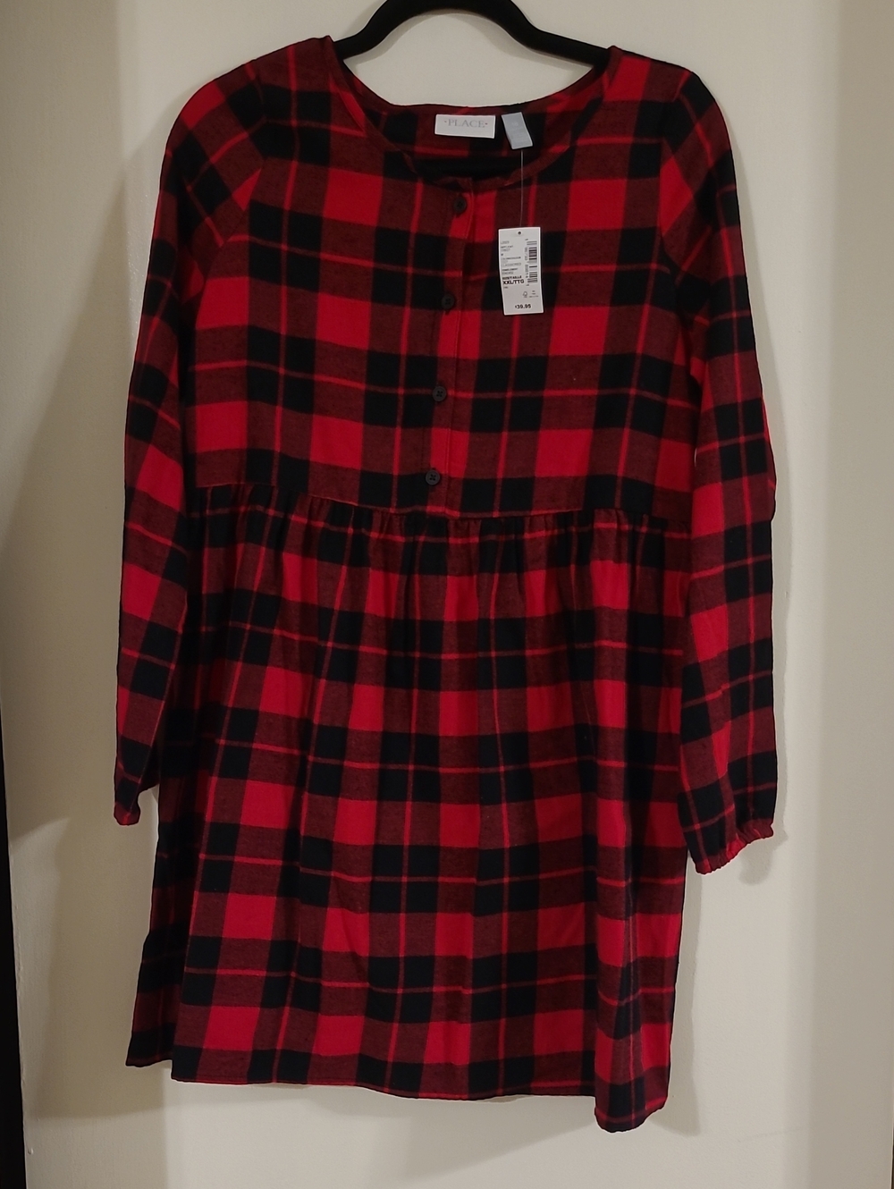 The Children's Place Red and Black Plaid Button-Front Kids Dress - Picture 1 of 4